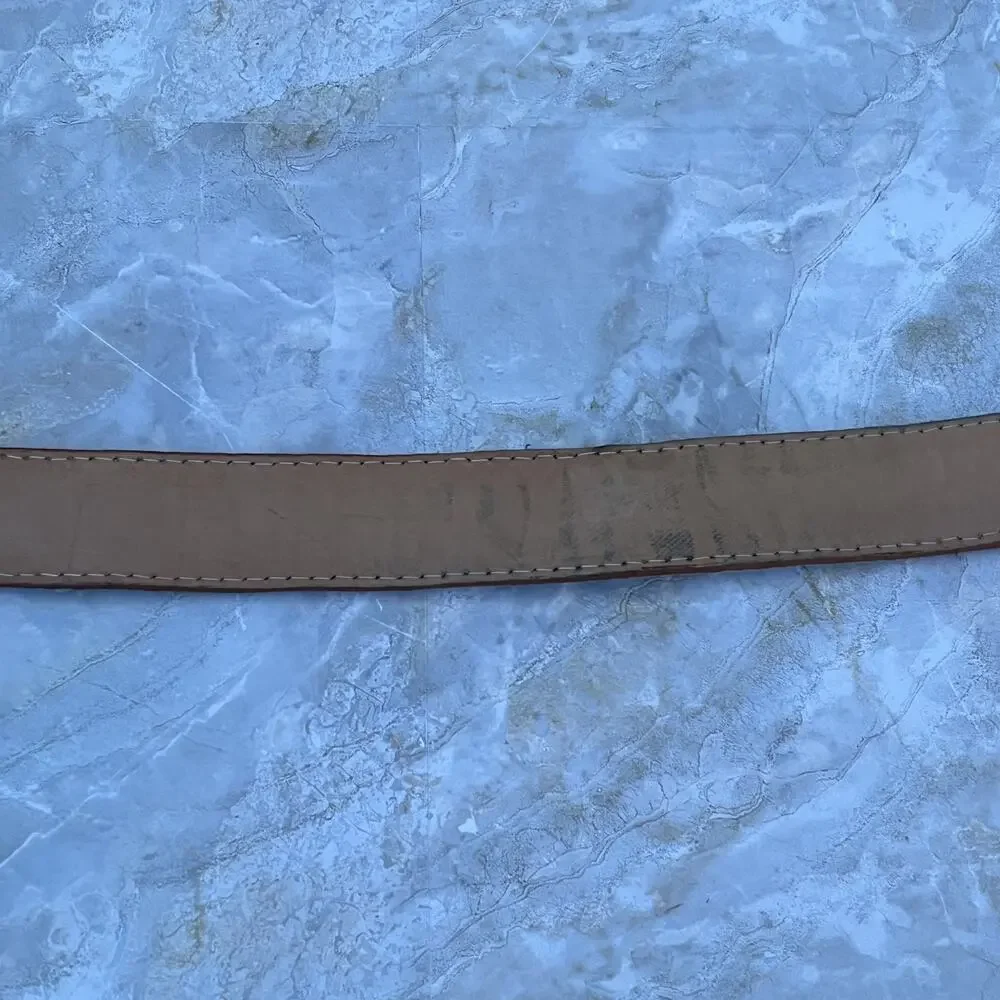 Equestrian Handcrafted Tan Leather Belt Men's Size 38 Horse Head Embroidery